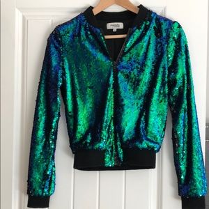 Flip sequin crop jacket